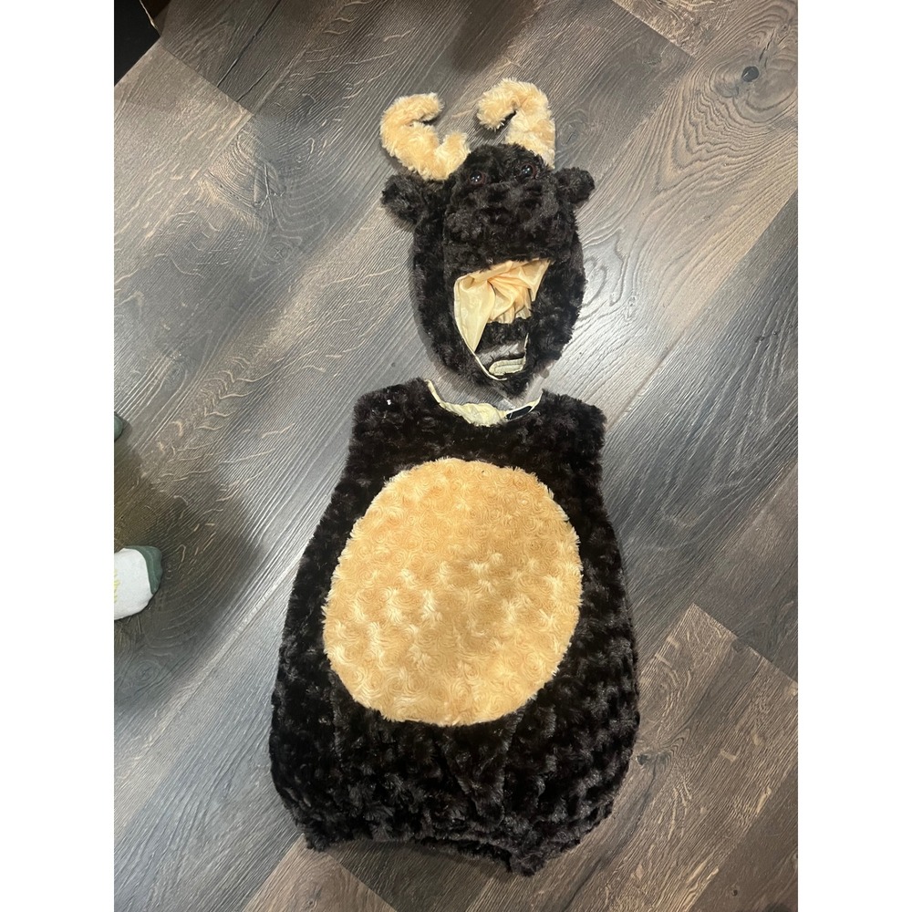 Kids Plush Moose Costume Brown Tan Faux Fur 2 Piece Set Animal Outfit size 2-3